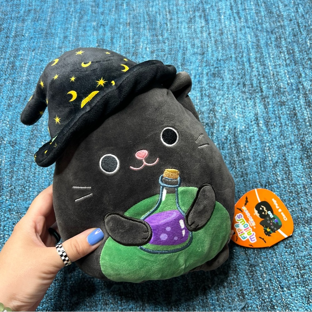 Squishmallows Flip A Mallows Cleo and Paige Black Cat Pumpkin Plush Halloween